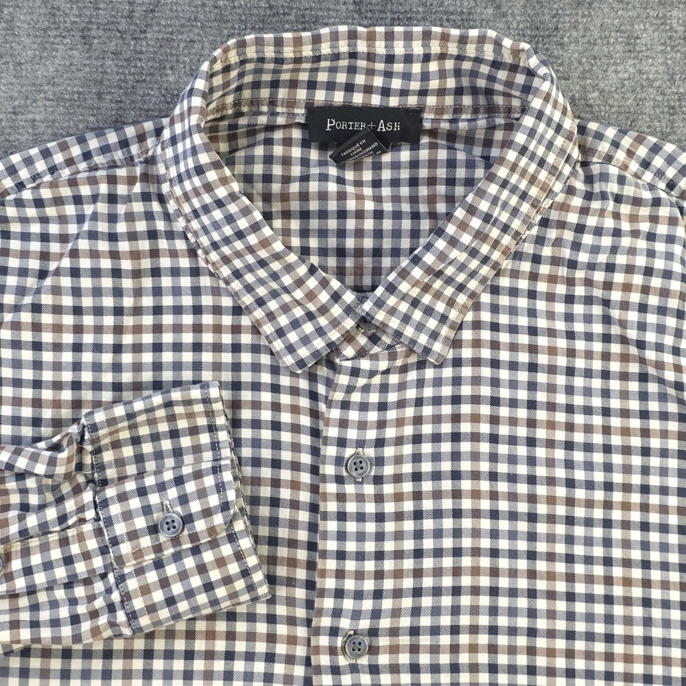 Porter Ash Shirt 2XL Long Sleeve Button Up Multicolor Check Stretch‎